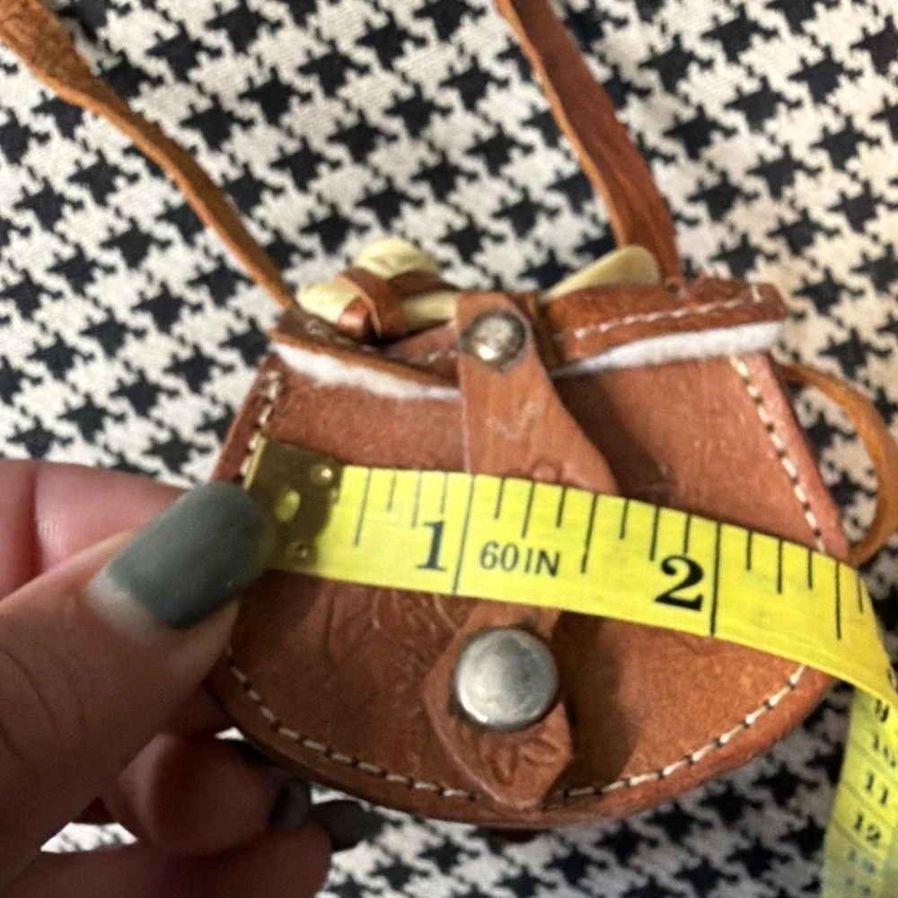 Vtg Mini Horse Celluloid Saddle Western Tooled Leather Toy Purse 2.5